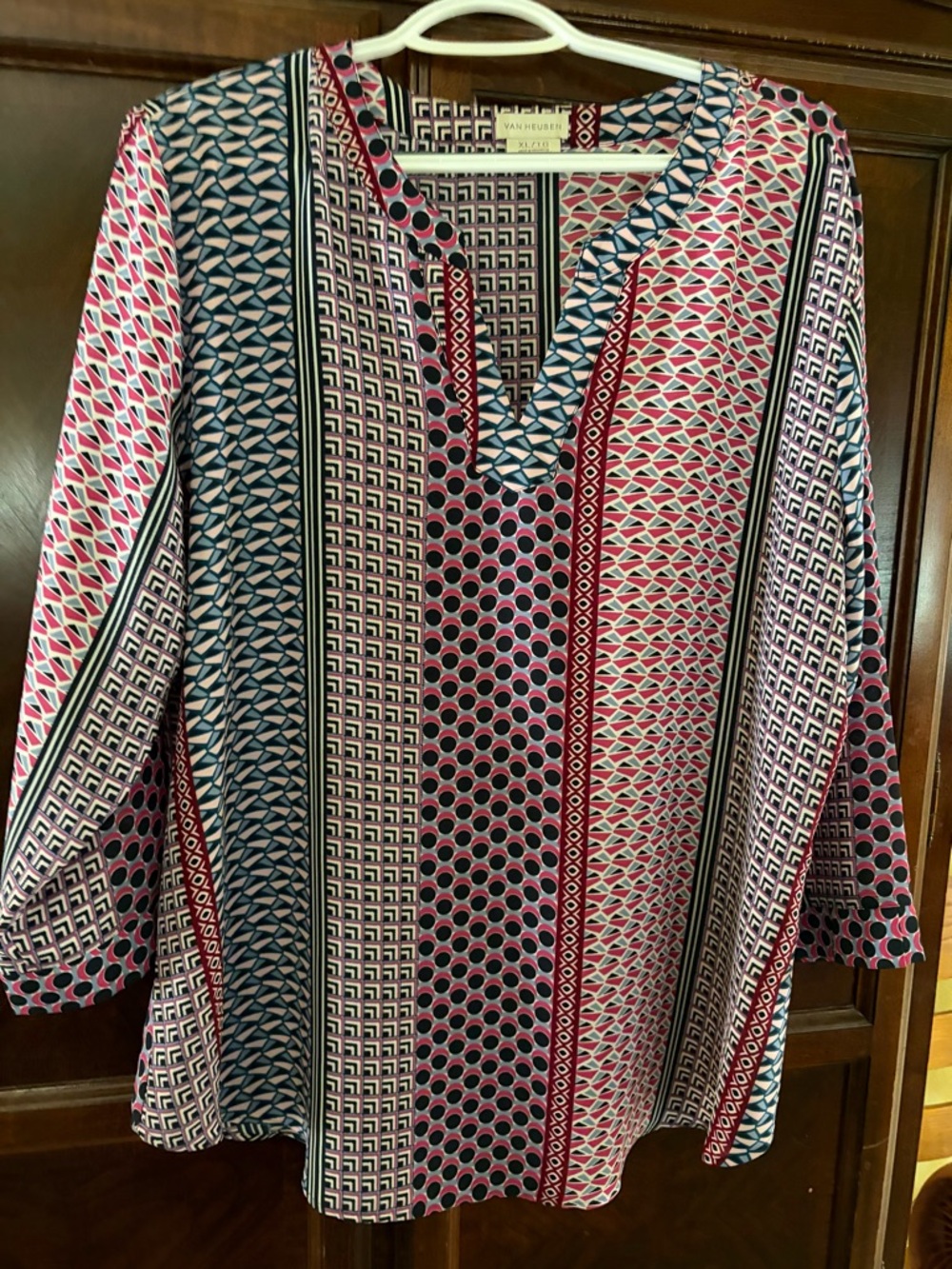 Van Heusen Pink and Navy Geometric Print Tunic